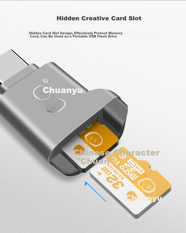 Chuanyu USB-C High-Speed TF Card Reader Type-C, DSLR Camera Storage Card, Dash Cam, Drone Computer, Apple 15 Phone Memory Card Mini Reader 4