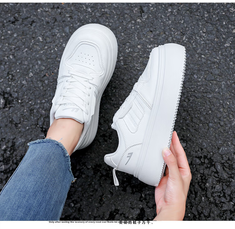 Warrior Women's Thick-Soled Sneakers, Versatile White Shoes, Breathable Footwear for Women, WXY-M718C, White And Silver, Size 39 3
