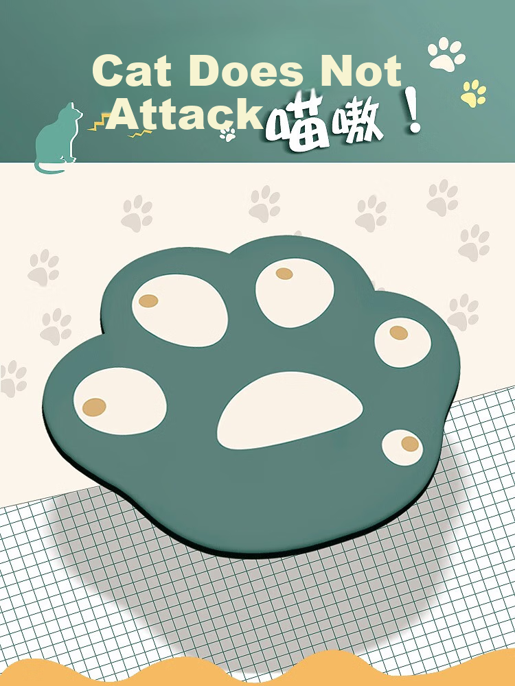 Juyingfeng Mouse Pad, Office Mouse Pad, Cat Paw Design, Creative Cartoon Pattern, Non-Slip Bottom, Washable, Portable Laptop Mouse Pad, Cat Paw Series, Gray And White Color 2