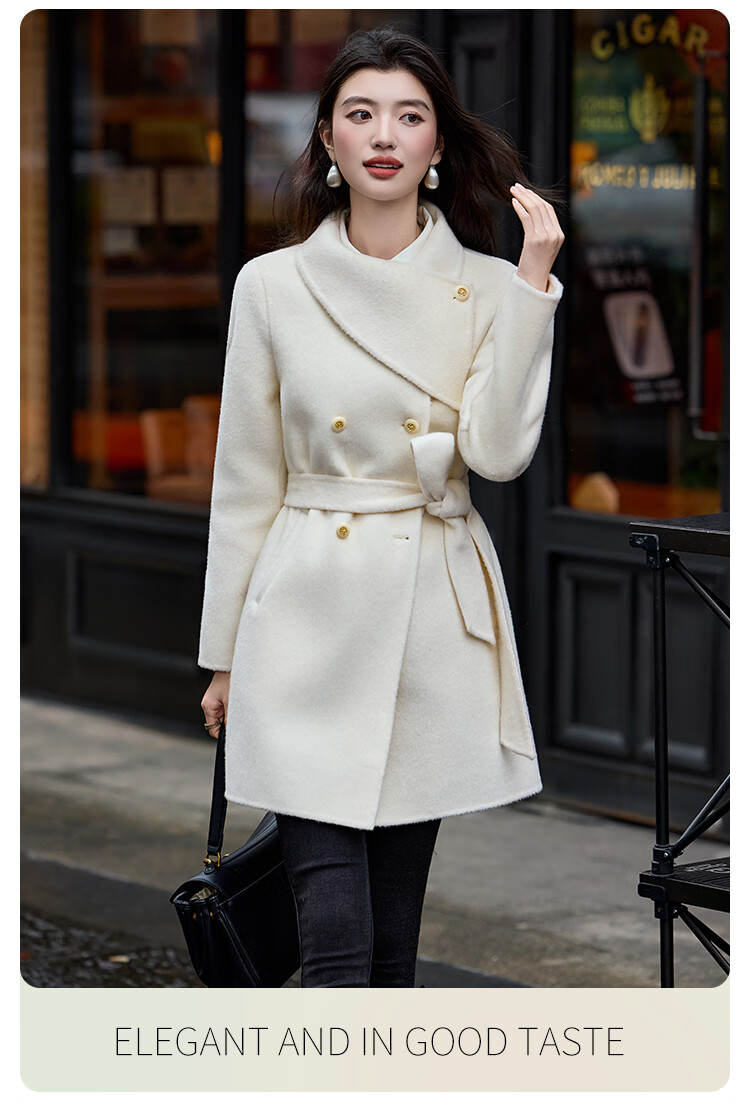 Bailuyu Qianjinfeng Wool Blend Double-Sided Woolen Coat 25 Winter New Year Red Mid-Length Elegant Women's Coat Red M 5