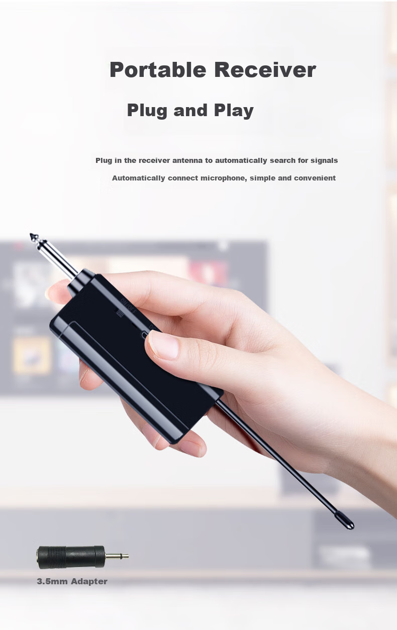 Haomuren Wireless Microphone System for Home KTV Singing, Stage Hosting, Meetings, Speeches, Outdoor Karaoke, TV Sound System with Anti-Howling Metal Design, Rechargeable Professional All-In Dual-Channel 7