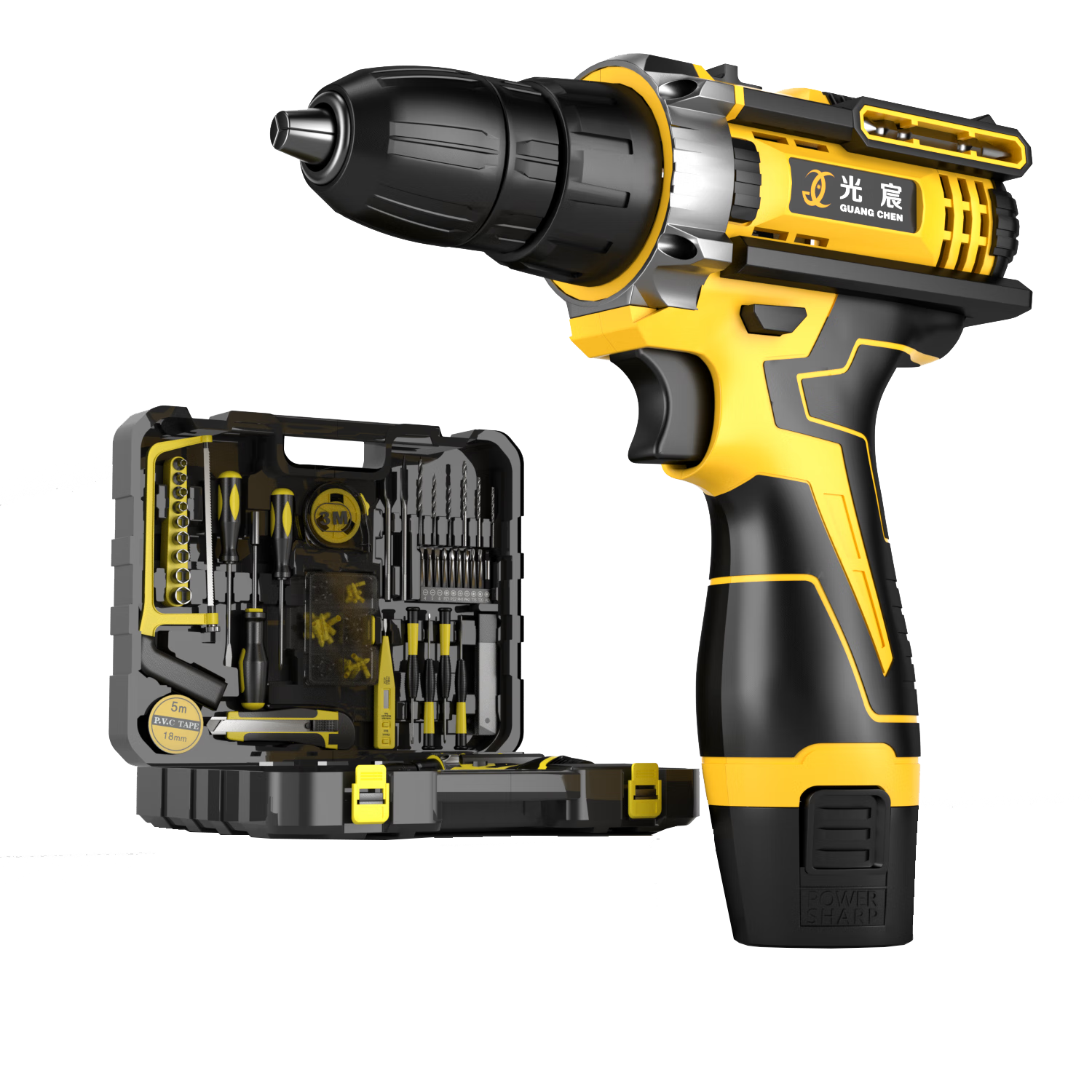Guangchen Cordless Electric Screwdriver Drill Wall Drilling Lithium Battery Handheld Drill Tool Kit Complete Home Hardware Set