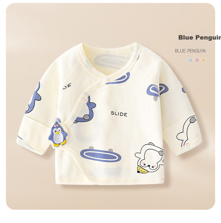 Aibaoshi Baby Clothes, Pure Cotton Spring And Autumn Half-Back Shirt, Infant Home Wear, Newborn Monk Robe, Penguin, Size 59, T133 16