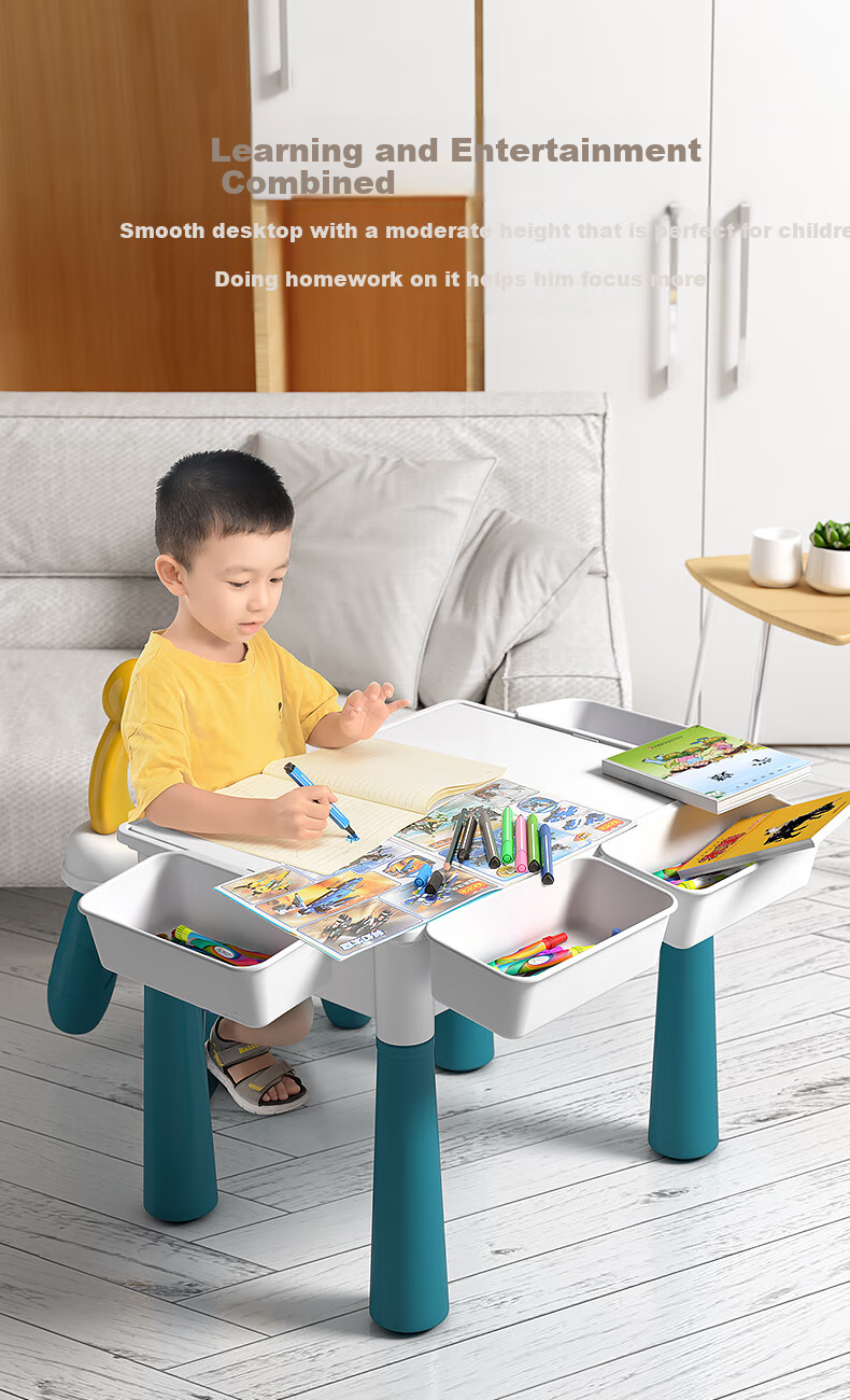 Xingyayoupin Building Block Table with Large Particles, Educational Toy for Boys And Girls, Assembly Puzzle Dining Table, Birthday Gift for Ages 1-3 6