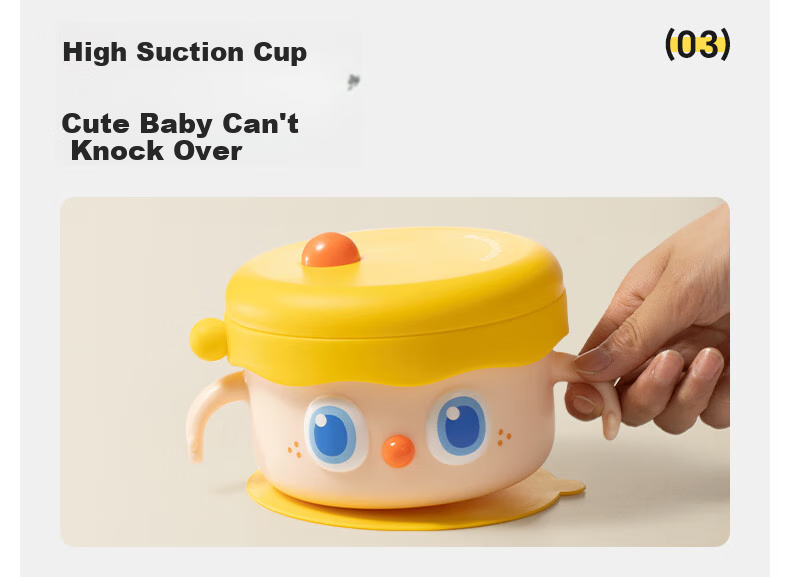 Huangchong Cute Baby Food Bowl, Children's Water-Filled Insulated Bowl with Suction Cup, Stainless Steel Tableware Lise Orange 20