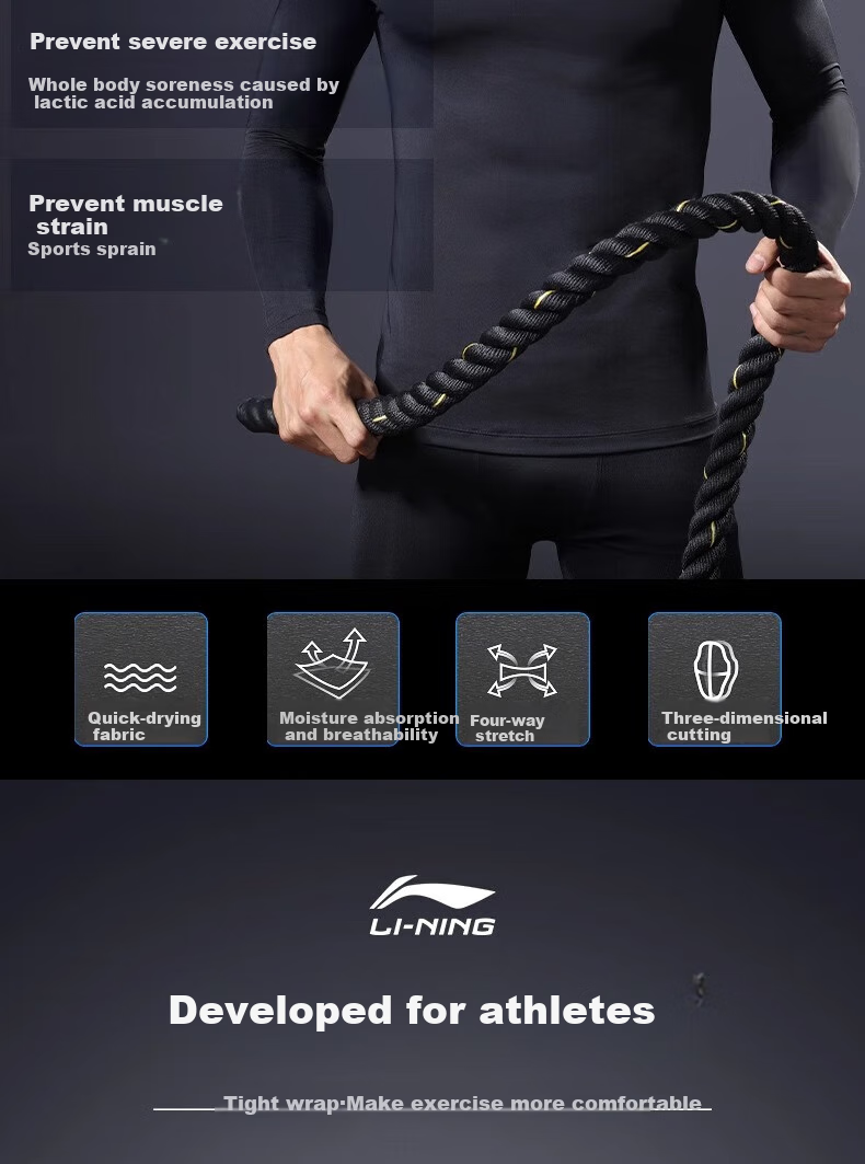 Li-Ning Quick-Dry Shirt for Men, Spring And Summer Basketball Compression Top, Running Sports Compression Wear, Fitness Training Suit, Yoga Outfit, Long-Sleeve Top 2