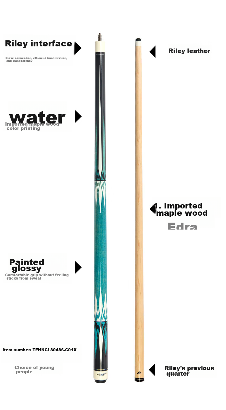 RILEY Pool Cue RMP-1, Chinese 8-Ball American 9-Ball Cue, Big Head Eight-Ball Black Eight Scoring Pool Cue, 12.75 Inches 2