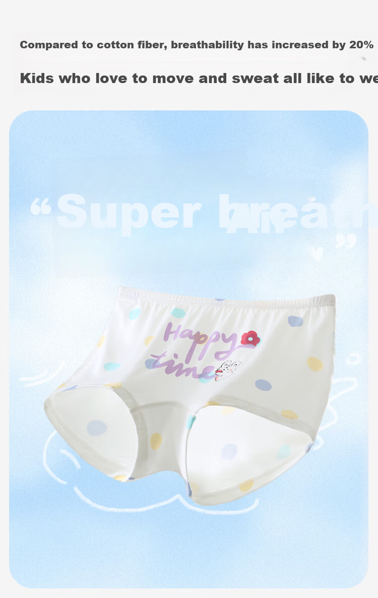 Jiusuiban Girls' Underwear, 50s Modal Antibacterial Thin Triangle Panties for Older Children, Baby A-Class Cartoon Cute Rabbit Shorts 6