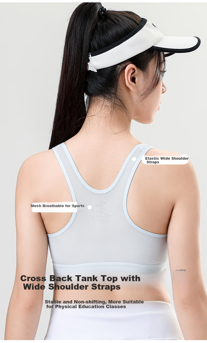 Ailier&ouluola Girls' Bra, Student Sports Underwear, Puberty High School Student Bra, 15-18 Years Old, Anti-Shock Work Triangle Back, 2-Piece Set, 80B 5
