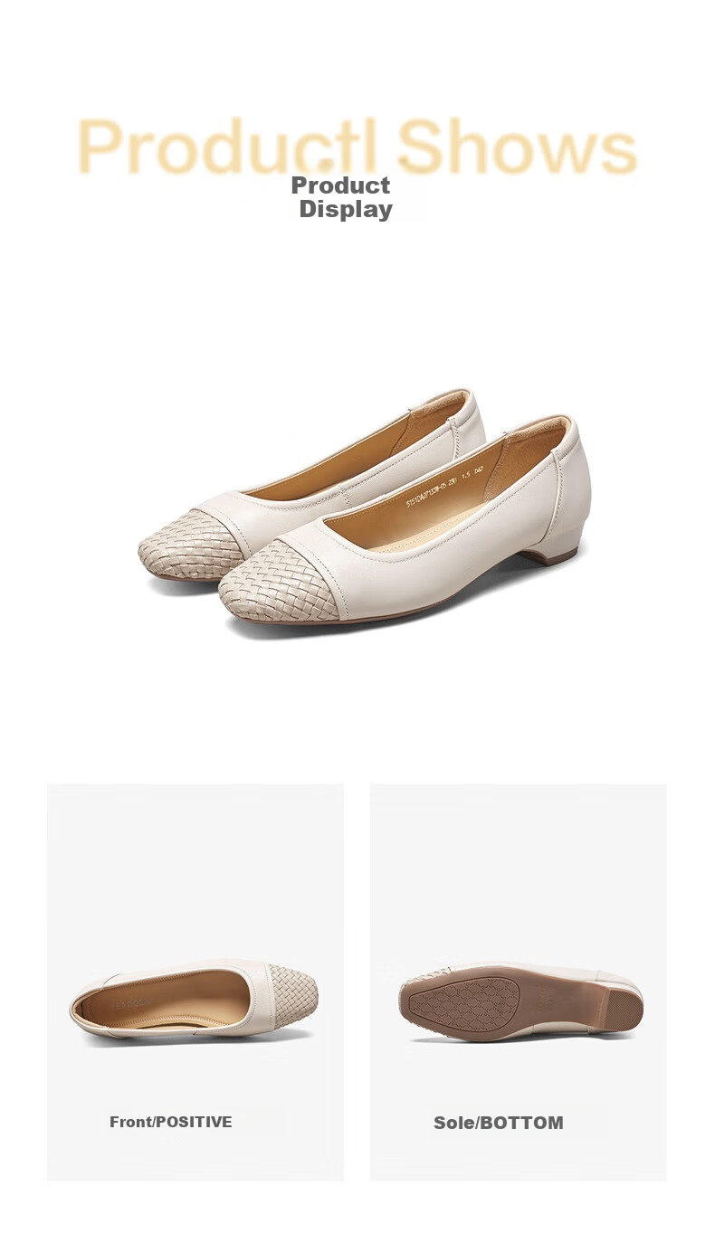 Yierkang Slip-On Comfortable Mom Fashion Shoes, Shallow Mouth Flats, Chunky Heel Work Leather Shoes, 27132W, Black 2, Size 38 8