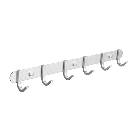 JOMOO Hook-Free Bathroom Storage Rack with Hooks, Wall-Mounted Towel Rack, Space Aluminum, 6 Rows of Bathroom Hooks, 939306