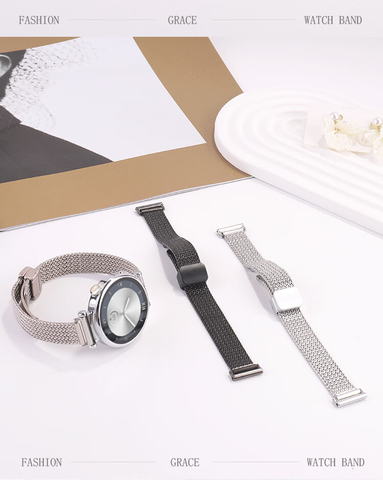 MSSM Compatible Huawei Watch Band for Watch GT3/2/GT3 Pro, Wheat Ear Metal Magnetic Buckle Strap, Slim Waist Wristband for Women [Starry Color], 42/43 Dial-20mm 5