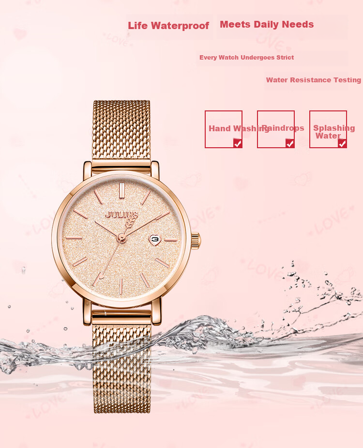 Julius Women's Watch Brand New Gradient Starry Sky Calendar Fashion Student Exam Quartz Watch, Starry Green JA-1503B 9