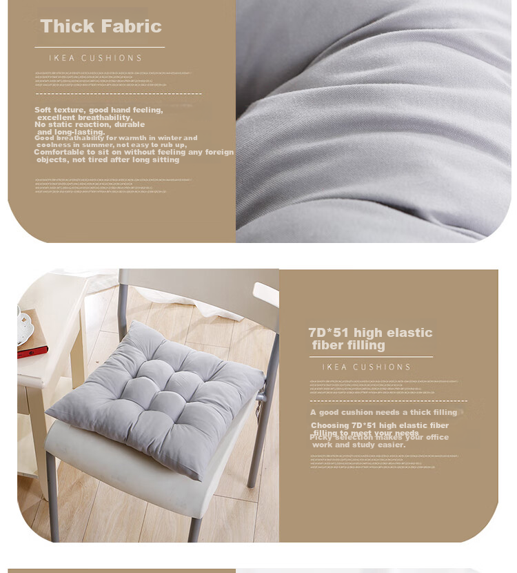 Gongxun Thickened Fabric Seat Cushion, Breathable Chair Pad, Non-Slip Chair Cushion, Student Chair Pad, Butt Cushion, Winter Office Long-Sitting Random Color 5