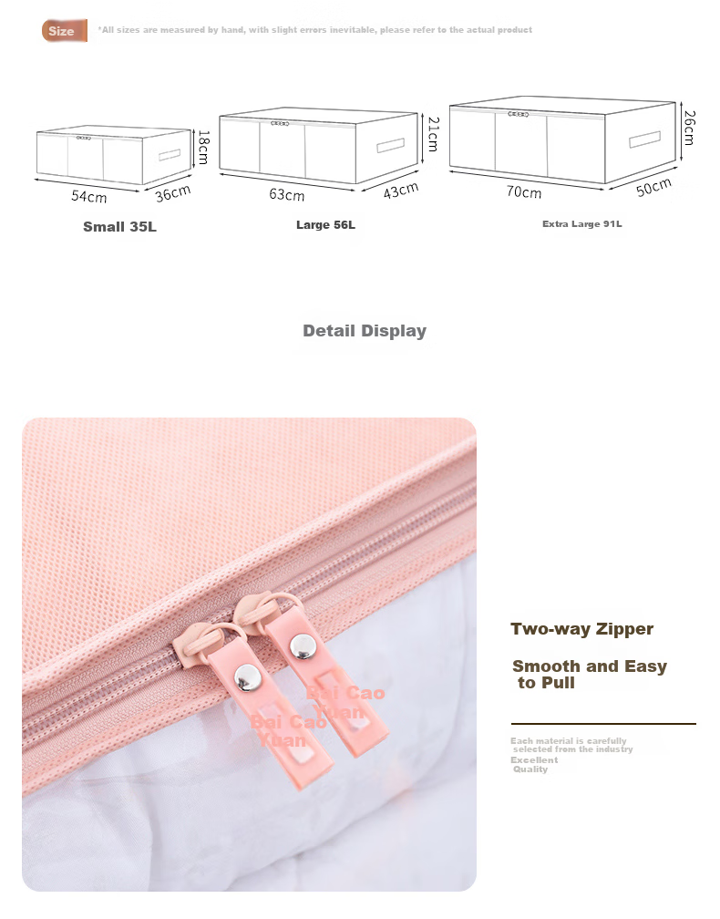 Baicaoyuan Storage Bags, Clothes And Quilt Organizer Bags, Storage Pouches, 2 Extra Large, 2 Large, 2 Small, Coral Pink, Moving And Packing Bags 12
