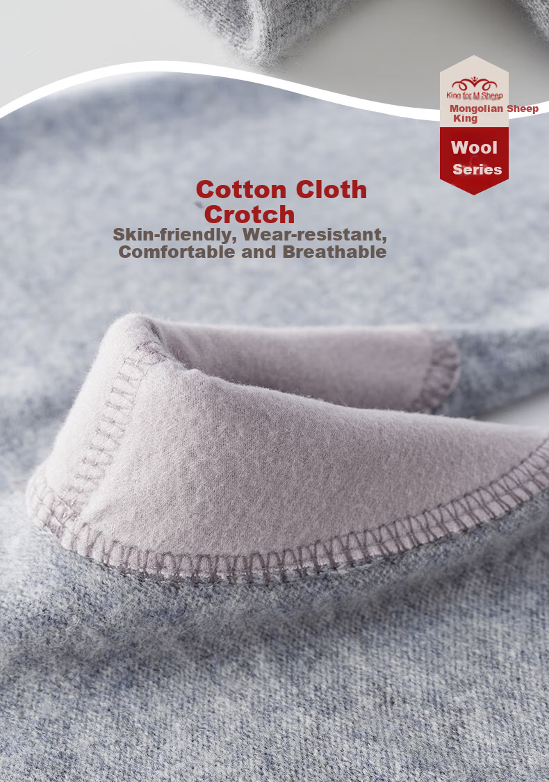 Mengyangwang Men's Wool Pants, 100% Pure Wool, Knitted Thermal Underwear for Middle-Aged And Elderly, Thick Base Layer Pants for Autumn And Winter 12