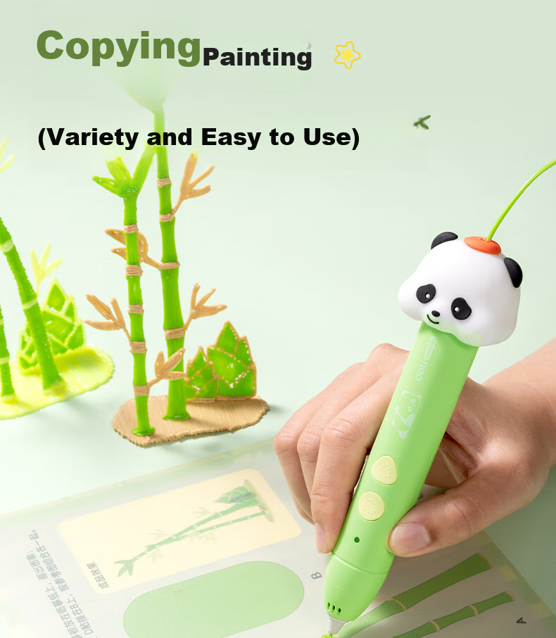 Deli Panda 3D Printing Pen, Dual-Speed Adjustment, 10 Consumables, USB Rechargeable, Back-To Toy, Children's Birthday Gift 9