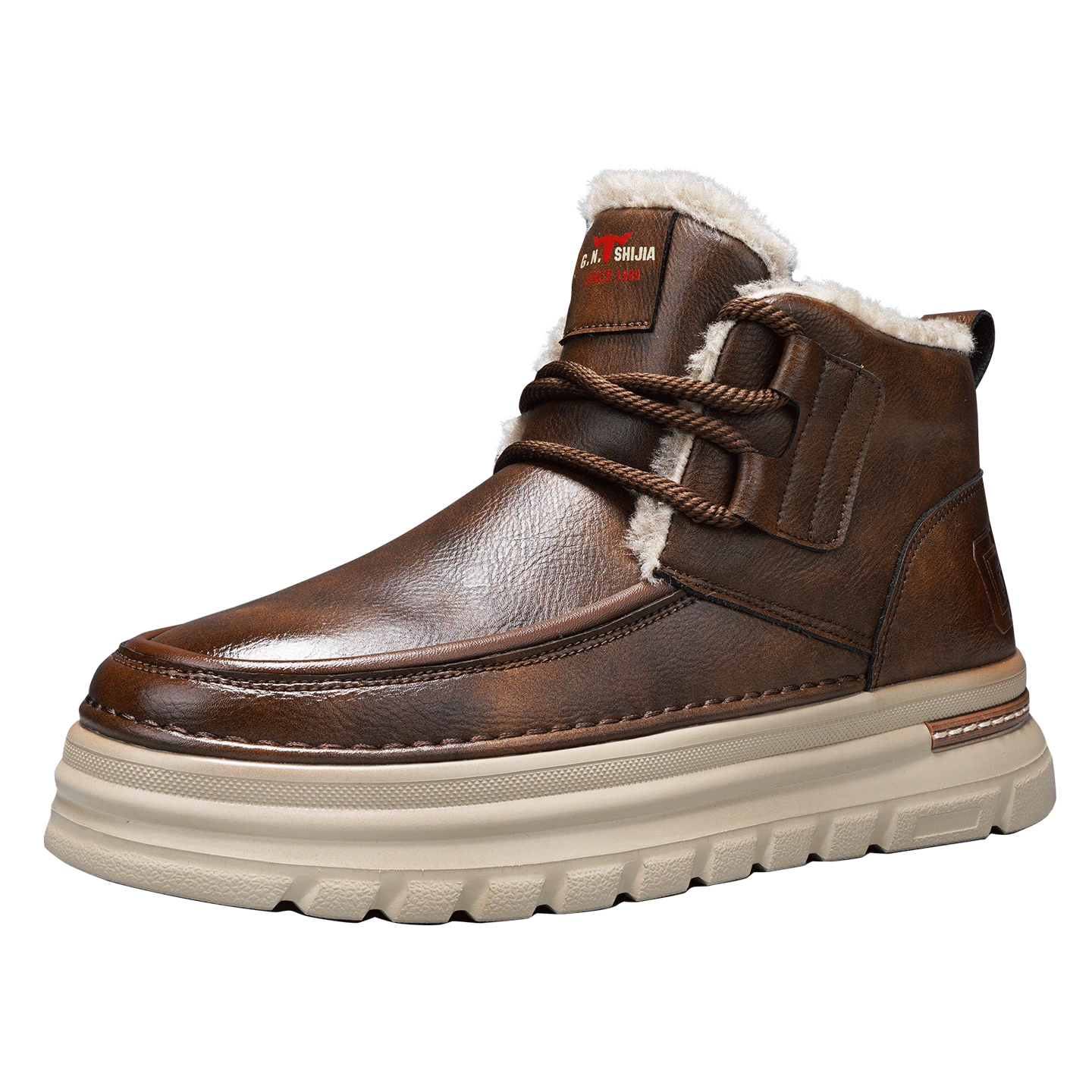 Bull Family Men's Cotton Shoes 2025 Winter New Plush Martin Boots Men's Thick Sole Cold-Resistant Snow Boots Outdoor Warm Shoes for Men