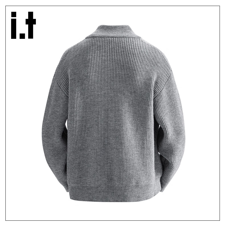 :CHOCOOLATE Men's Autumn Winter Stand Collar Knit Sweater Jacket American Style Loose Fit Long Sleeve Cardigan Jacket Jiangxue Color M 10
