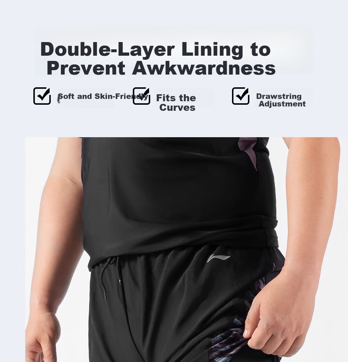 Li-Ning Men's Swim Trunks, Plus Size, Extra Large, for 200-300 Jin Weight, Loose-Fitting Swimsuit for Overweight Men, Hot Spring And Swimming Equipment 7