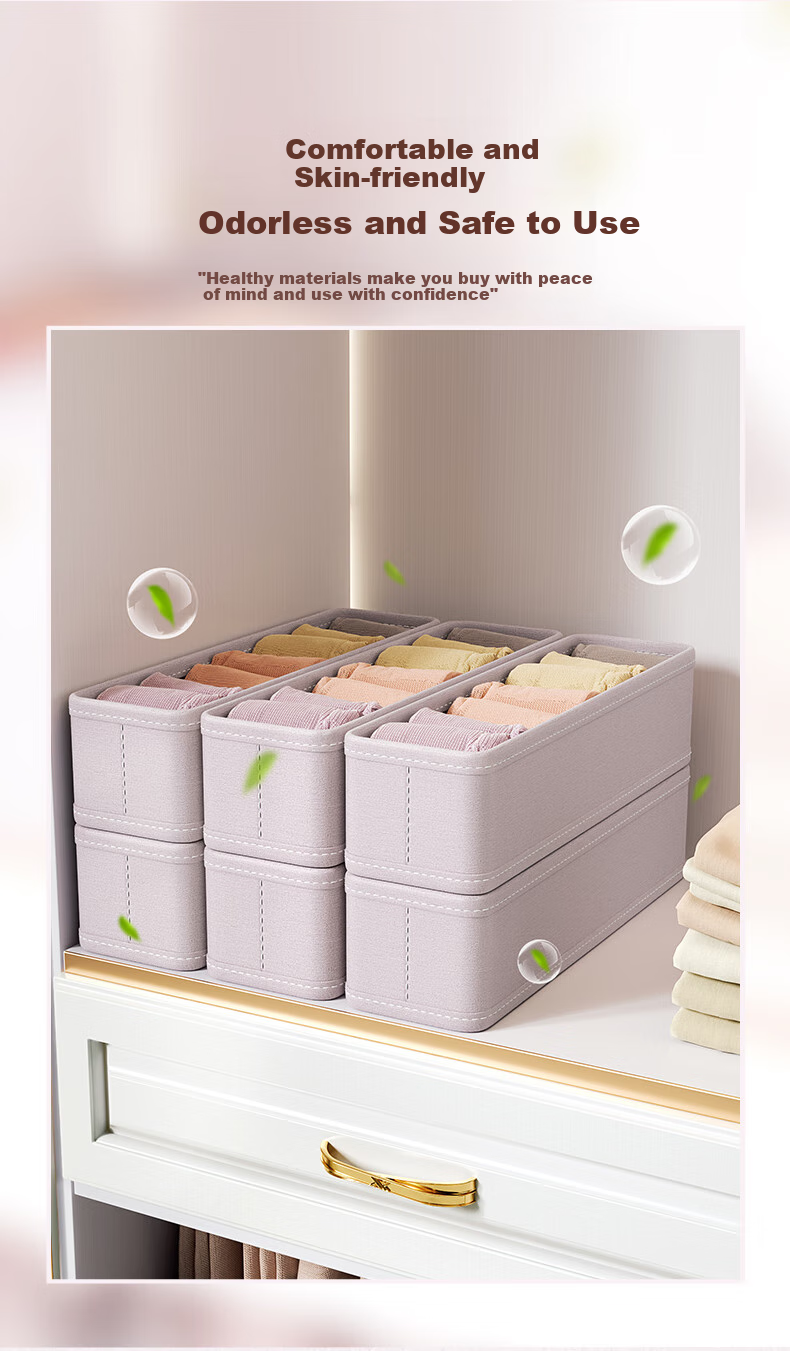Bangnimeijia 2-Pack Underwear Storage Box, Foldable Drawer-Style Sock And Panty Organizer, Breathable And Moisture-Proof 3