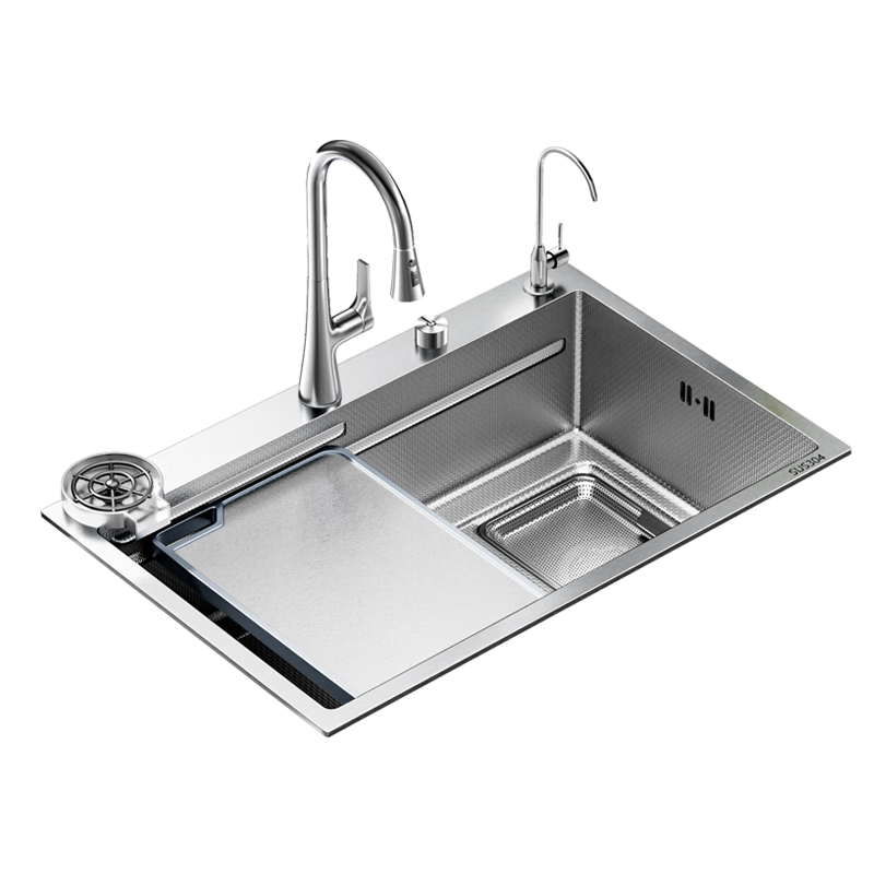 DONGPENG Stainless Steel Single Bowl Kitchen Sink DP6 Silver 7545