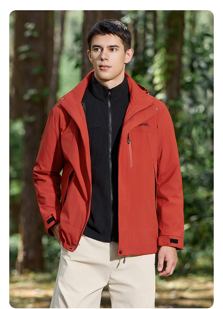 JEEP Men's 3-in-1 Fleece Two-Piece Warm Waterproof Jacket Advanced Black (Fleece) 3XL 27
