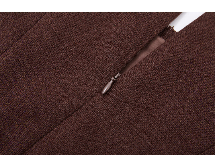 Demana Urban Mirror Winter Warm Textured Wool Sleeveless Waist-Cinched A-Line Dress with Fringed Round Neck 15