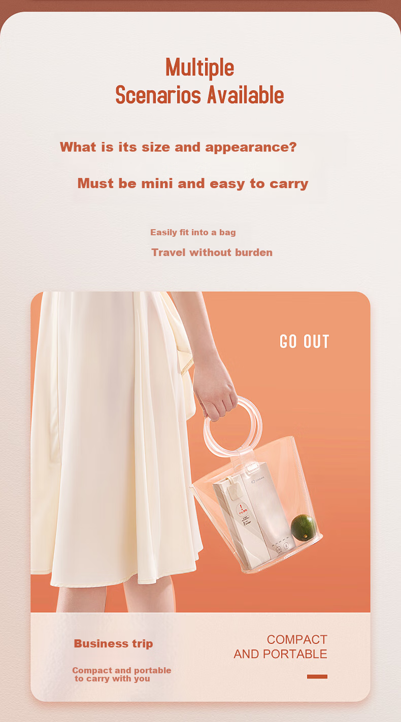 Zhuolang Portable Electric Kettle, Foldable Desktop Instant Hot Water Dispenser, Small Quick Heating Travel Kettle for Business Trips, ZL-2020 9