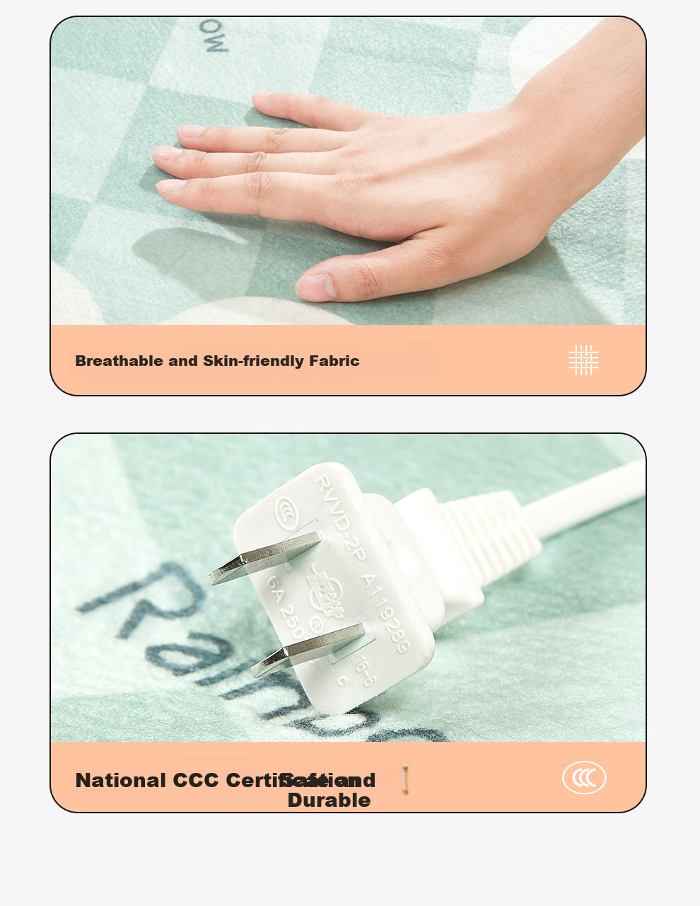 Caihongshenghuo [High Temperature Power-Off] Single-Person Single-Control Non-Woven Electric Heating Blanket Mattress Pad, 1.5*0.7 Meters, Suitable for Dormitory Use 19