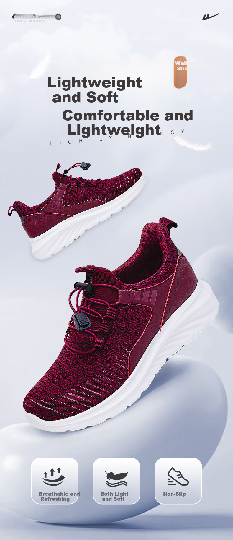 Huili Official Women's Shoes, Elderly Women's Shoes, 2026 Spring New Style Versatile Lightweight Flyknit Women's Shoes, Red, Size 38 1