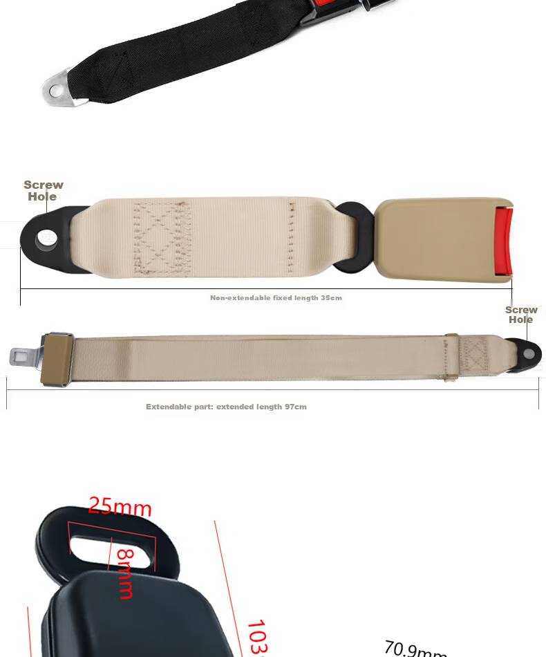 Ougude A068 Two-Point Safety Belt, Manual Two-Point Amusement Park Maintenance Safety Belt, Forklift Engineering Vehicle Emergency Brake Strap, B7 Simple Black 8