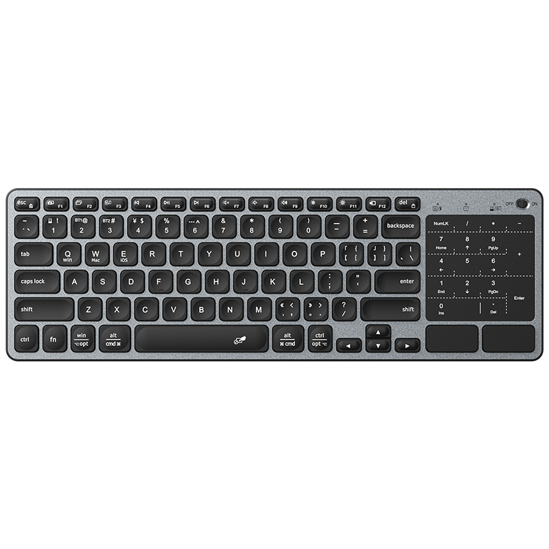 B.O.W Hangshi HD305CL Rechargeable Wireless Bluetooth Dual-Mode 80-Key Keyboard with Touchpad All-in-One Mouse for Laptop, Mobile, Tablet, Business Office Silent Keyboard