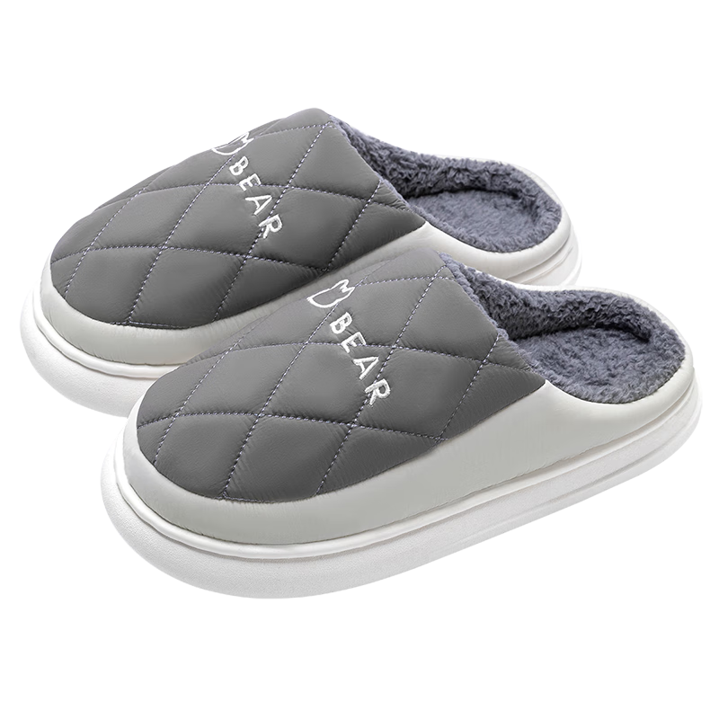 Runrou Men's Cotton Slippers Autumn Winter 2025 New Waterproof Odor-Resistant Fleece Lined Warm Indoor Thick Sole Home Slippers