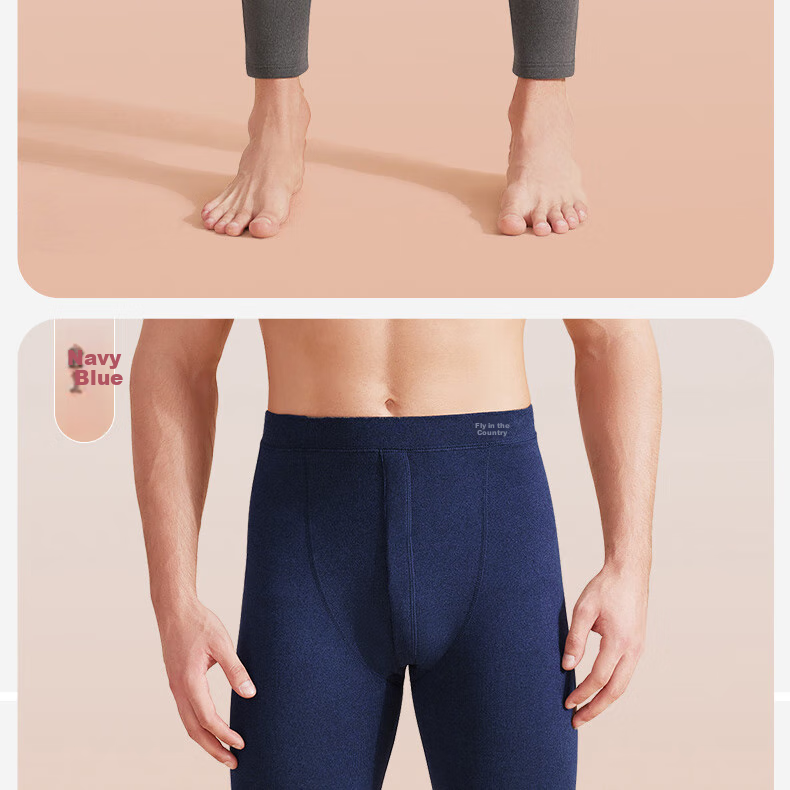 SNOWFLYING [Wool And Silk Knee Pads] New Autumn Men's Thermal Pants, Fleece-Lined Thick Knee Pads Cotton Pants Autumn Long Johns Cold-Proof 3XL 24
