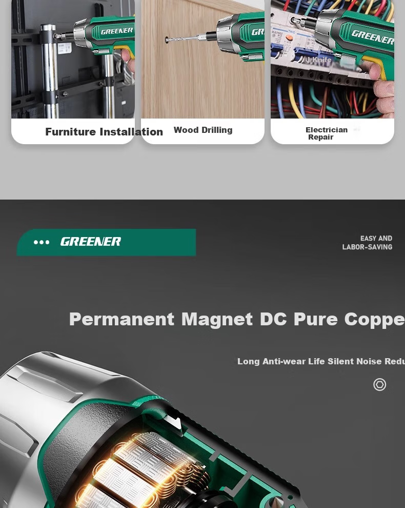 GREENER Advanced Goddess Edition 37-Piece Portable Electric Screwdriver Multifunctional Cordless Household Mini Screw Gun 9