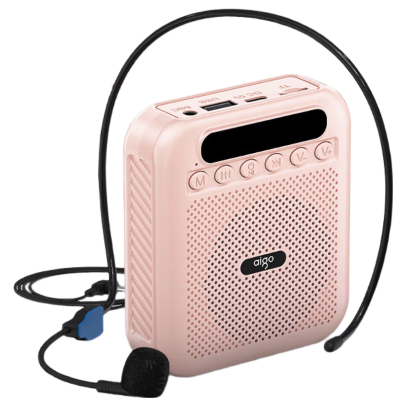 Aigo Xiaomifeng Amplifier, Teacher-Specific Teaching Bluetooth Speaker, Outdoor Tour Guide Portable Classroom Megaphone, A151Lite Wired Version, Pink