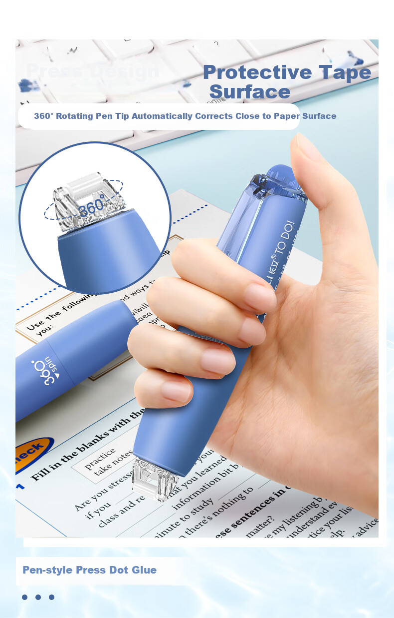 CHANGLi Gradient Push-Button Dot Glue, Aesthetically Pleasing Correction Tape, Strong Pointed Double-Sided Tape, Children's Craft Large Capacity Journal Tape, Elementary School Student Error Correction Adhesive Pen, High Viscosity 3