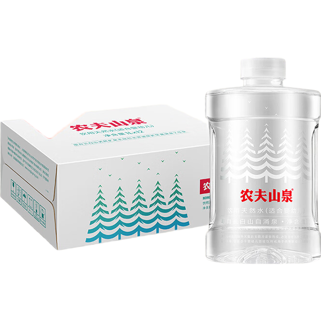 农夫山泉 饮用水 饮用天然水(适合婴幼儿) 1L*12瓶 整箱装