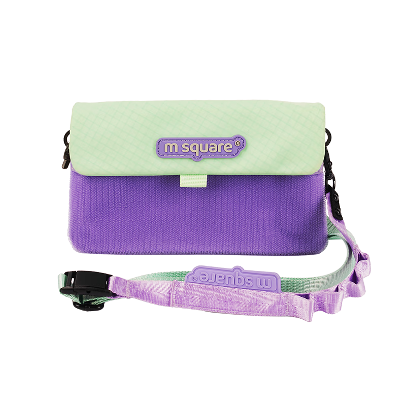 M Square Phone Bag Unisex Crossbody Bag Power Bank and Data Cable Organizer Lightweight Commuter Travel Shoulder Bag Taro Purple