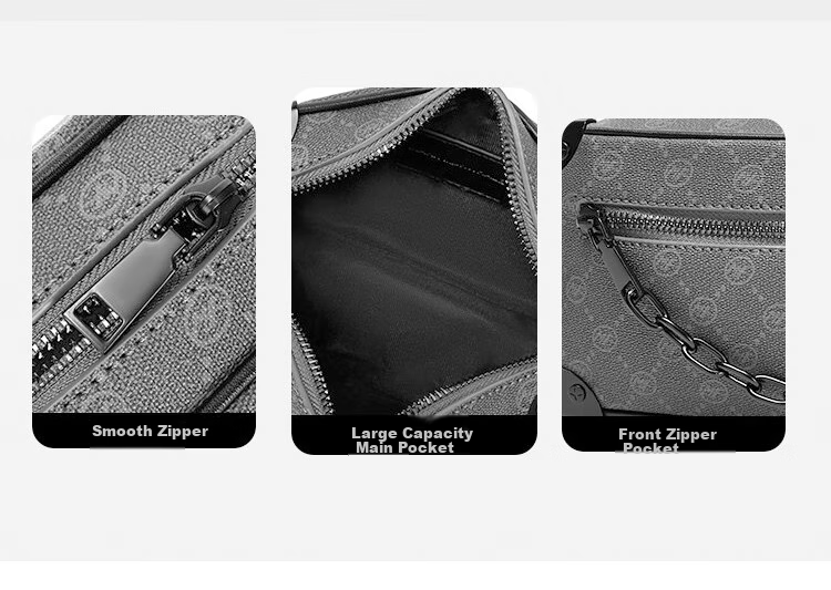 MARK FAIRWHALE Premium Men's Crossbody Bag, Vintage Pattern Chain Bag, Men's Shoulder Bag for Commuting, Portable Phone Bag, Small Messenger Bag 9