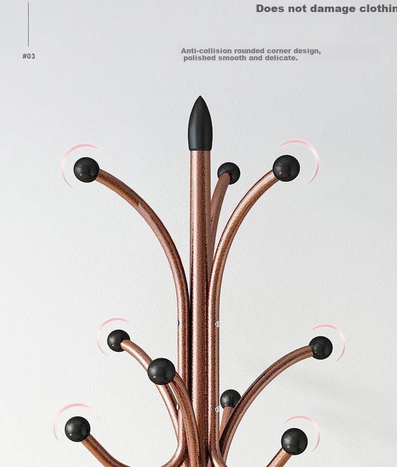 Yijia Coat Rack, Floor-Standing Clothes Hanger, Simple Marble-Style Standing Garment Stand for Home Use, Antique Bronze Color 6