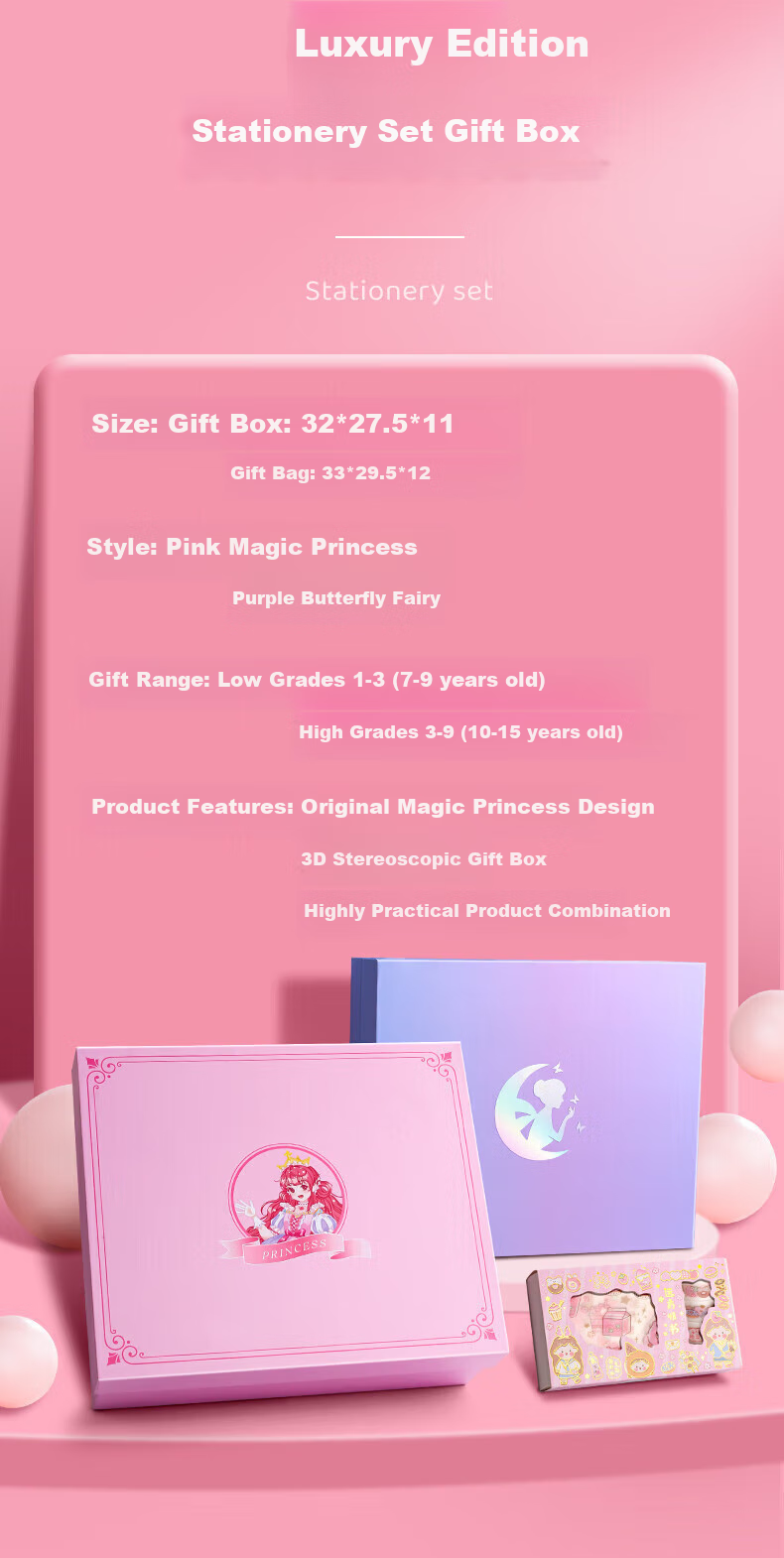 Jinzhi [With Watch] Butterfly Stationery Set, Elementary School Student Supplies, Middle School Children's Day Gift, Back-To Planner, Girls' Journal, Blind Box Birthday Gift Box 3