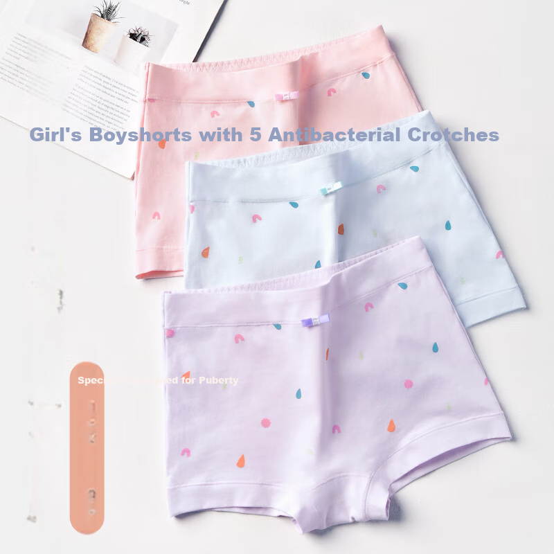 Ailier&ouluola Boyshort Underwear for Girls, Big Kids, Students, Middle And High School Girls, Puberty, Ages 12-16, 8296L