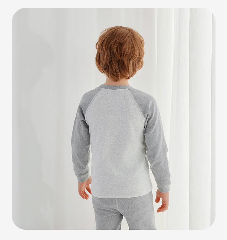 Labi Baby Children's Cotton Long Sleeve and Pants Pajama Set Gray Blue Size 130 6