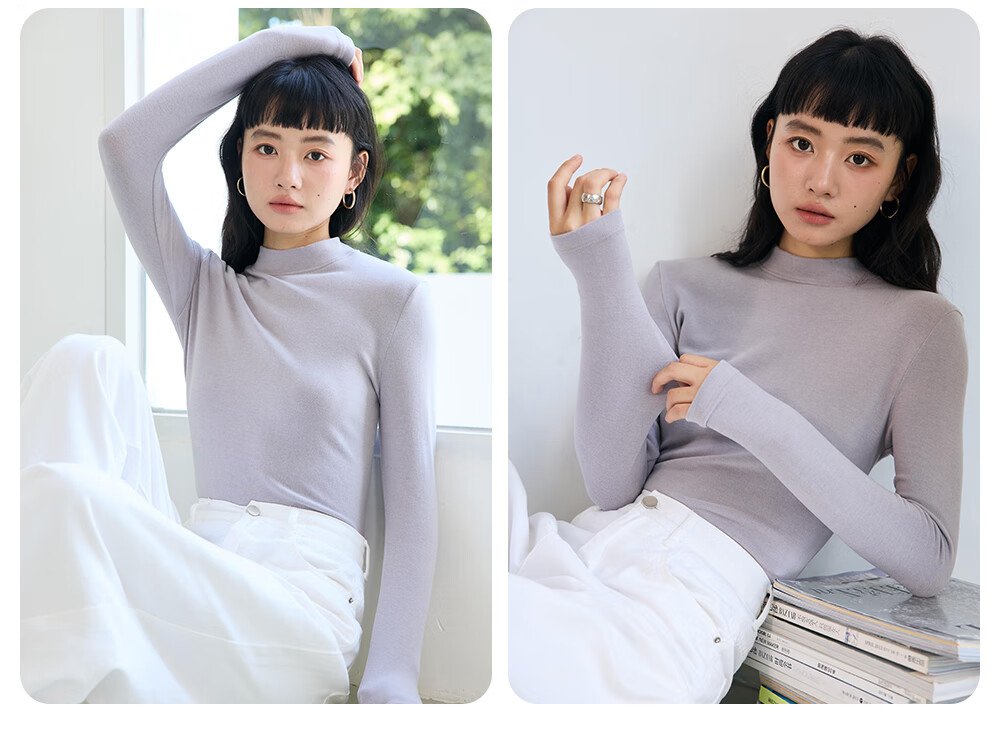 Modal Half Turtleneck Base Layer Women's Autumn Winter New Wool Warm Knit Sweater Premium Long Sleeve Top White 28