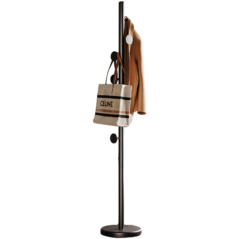 Yicai Nianhua European Style Floor Coat Rack Metal Standing Clothes Hanger Simple Corner Bag Hanger 5065-BK