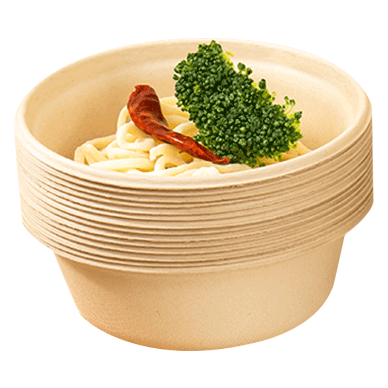 Jiamo Disposable Bowls, Biodegradable Tableware, Food-Grade Barbecue Camping Sugarcane Pulp Paper Soup Bowls, Commercial Ramen Lunch Boxes