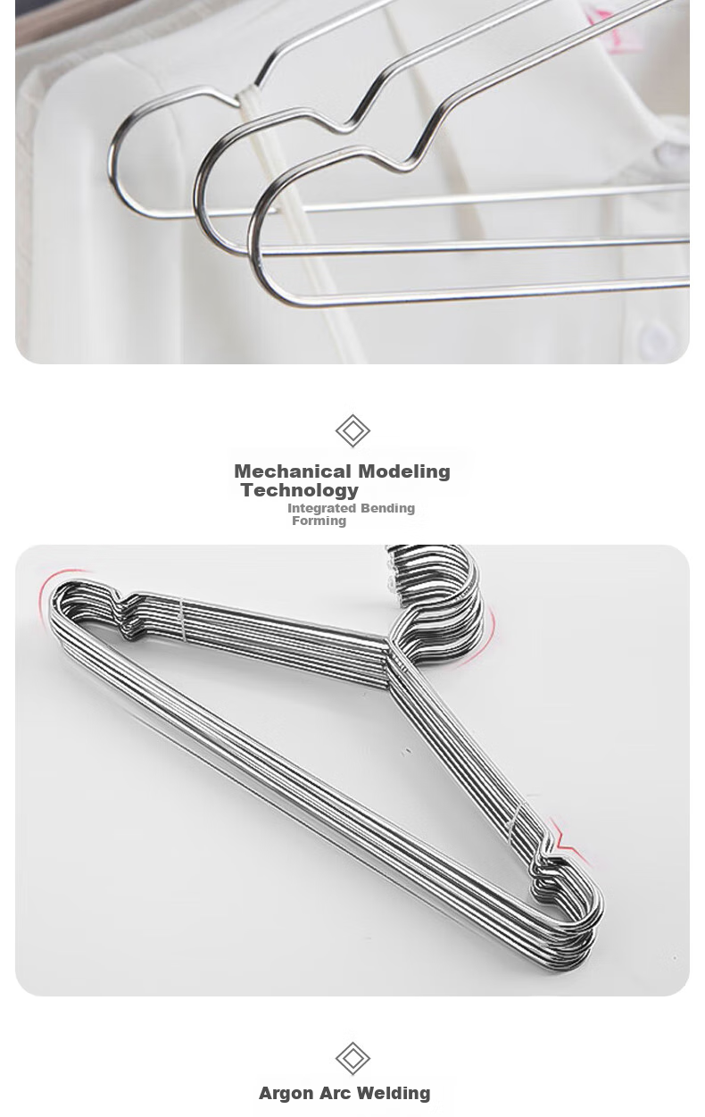 Bingyou Clothes Hangers Set of 10, Stainless Steel Solid Drying Rack, Thickened Children's Clothing Hanger for Drying, 40cm Wide 5