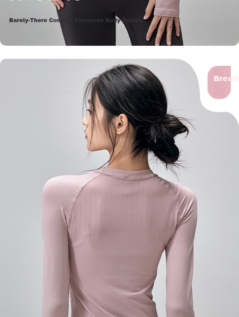 Xueqiman Quick-Dry Slim Fit Breathable Women's Yoga Top Pilates Training Fitness Long Sleeve T-Shirt Spring Autumn 7